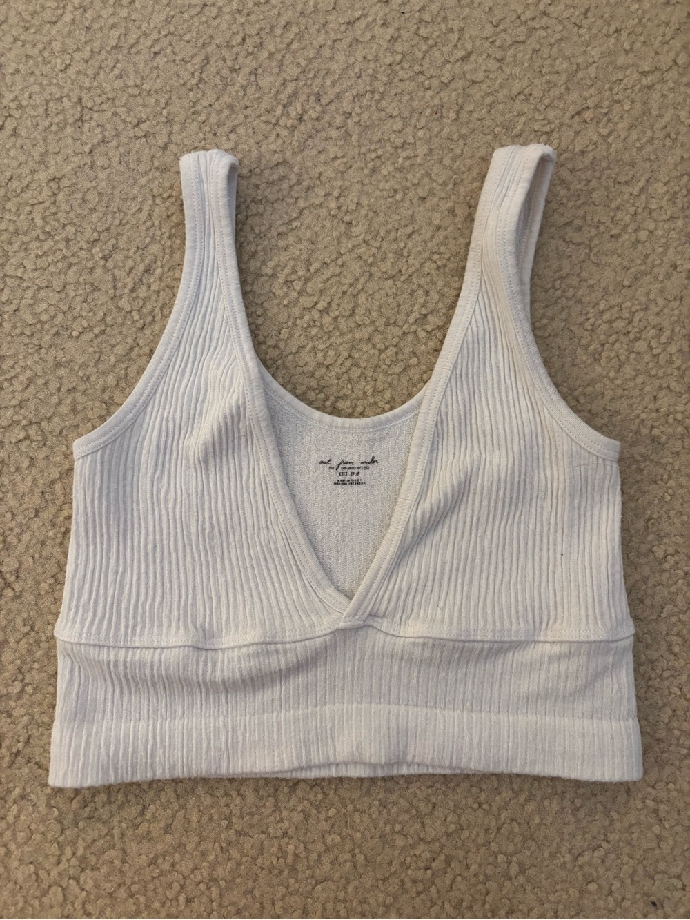 Urban Outfitters White Ribbed V-Neck Crop Tank
